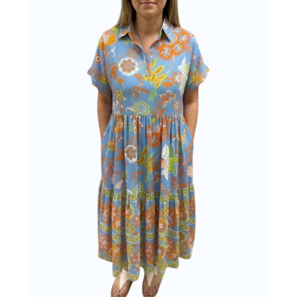 NEW AVANI DEL AMOUR botanical oasis maxi dress in multi